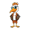 Pelican Rolig Tecknad Kawaii Jacka Solglasögon