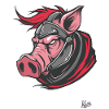 Kämpfender Spartaner-Krieger-Schwein