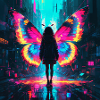 Neon Butterfly Metamorphosis