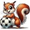 cheerful squirrel, playing football