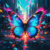 Neon Blue Morpho Butterfly