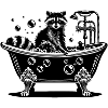 Cute raccoon in the bathtub