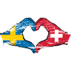Sverige Schweiz Flagga Hjärta form som används