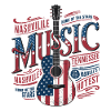 Nashville Music US Flag Guitar