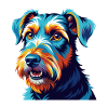 Airedale Terrier Hunderasse Bunte Karikatur Kawaii