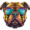 Bulldog Dog Cool Head Party