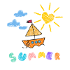 Sommerboot Kinderkunst Stil