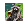 Waschbär mit Bier