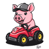 Infatigable petit cochon tracteur joyeux