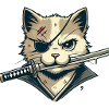 Katze mit Katana