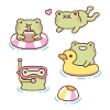 Cute Frogs Enjoying Summer
