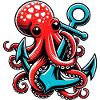 Octopus hugs an Anchor
