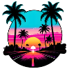 Sunset beach road driving.
