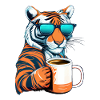 Tiger loves coffee