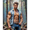 Knappe Mannen met spier lichaam - houthakker in th