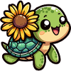 Schildkröte mit Sonnenblume