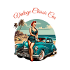 Vintage Classic Car Retro Pin Up Girl
