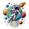 Retro Astronauts Space Planet Design