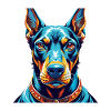 Dobermann Hunderasse Bunte Karikatur Kawaii