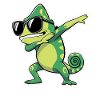 Dabbing chameleon with sunglasses