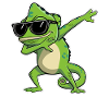 Chameleon dabbing with sunglasses