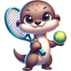 Cute Otter Tennis Player