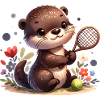 Cute Otter Tennis Player