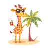 Giraffe Sommer Strand Comic