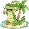 Alligator Sommer Strand Comic