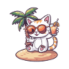 Cat Summer Beach Comic