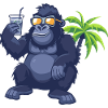 Gorilla Sommer Strand Comic