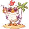 Chicken Summer Beach Comic