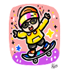 Little skateboarder skating on skateboard