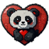 Pixel-Panda mit großem Herz