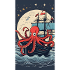 Pieuvre pirate en mer nocturne