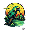 Sunset and a green parrot