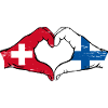Schweiz Finnland Flagge Hände Herzform used