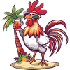 Coq d’été plage bande dessinée