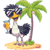 Ostrich Summer Beach Comic