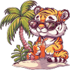 Tiger Sommer Strand Comic