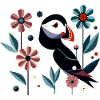 Papageitaucher mit Blumen