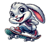 White Rabbit Skateboard Skateboarder Funny