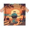 Barbecue, Été, Plage, Palmiers