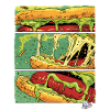 Comic-Panels: Käse-Monster-Wurst im Brötchen