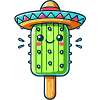 morsomt kaktus-is-motiv med fargerik sombrero