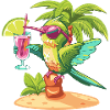 Kolibri Vogel Sommer Strand Comic