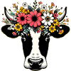 Vache avec des fleurs