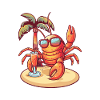 Lobster Crab Summer Beach Comic