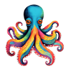 Beautiful octopus in rainbow colours