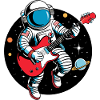 Retro Electric Guitarist Astronaut